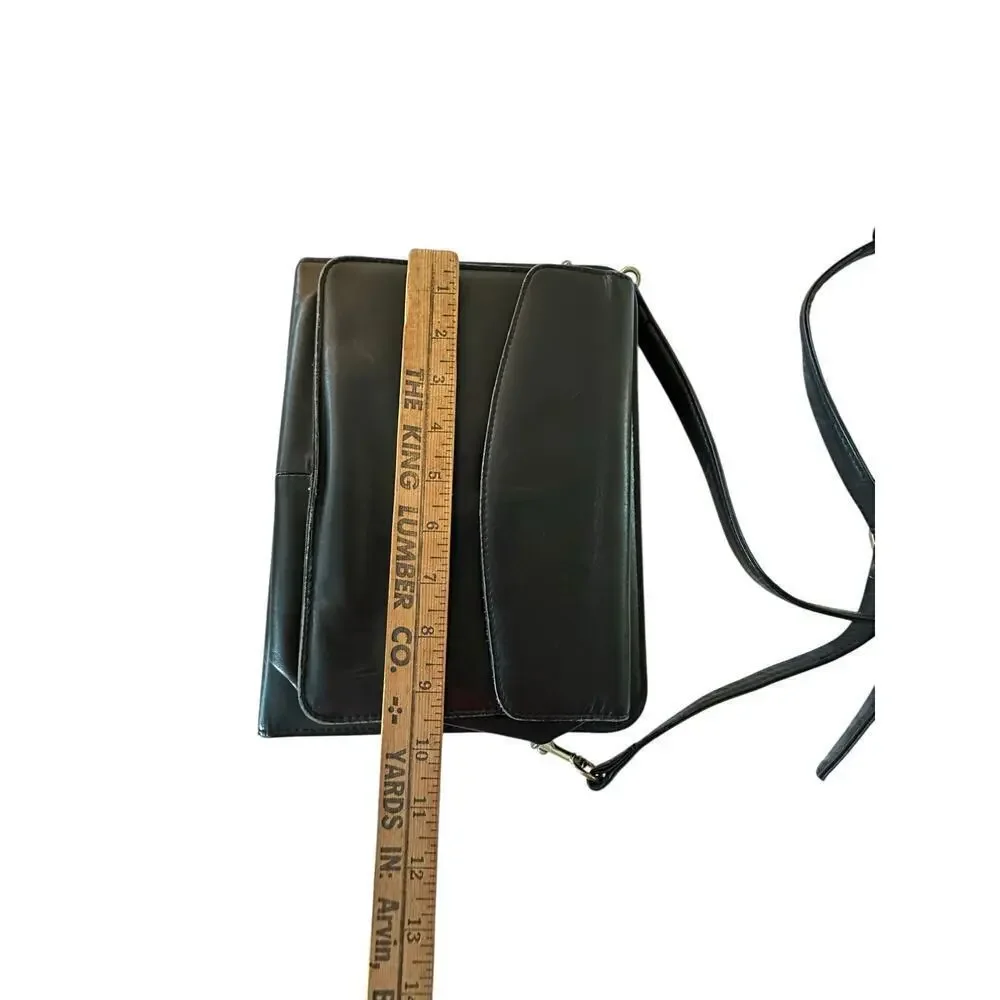 Vintage Franklin Covey Black Quest Leather Crossbody Strap Planner Bag